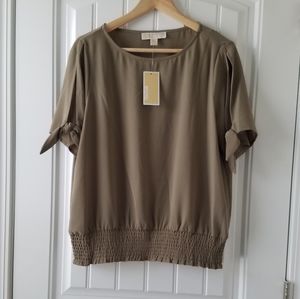 MICHAEL KORS Tied Short Sleeve Blouse Size L